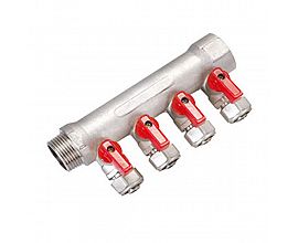 4 way brass manifold for heating system with F/M thread