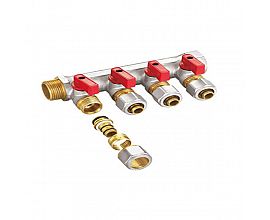 Nickel plated 3/4" brass water manifold