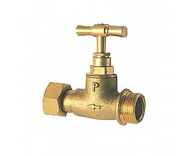 Brass stop valve with union