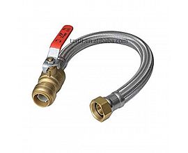 3/4 inx18 in Braided Stainless Steel Water Heater Connector with Integrated Ball Valve