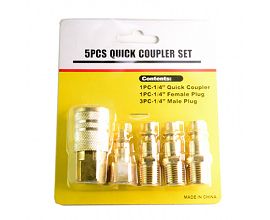 5pcs 1/4" Blister card US style quick coupler set iron/brass material