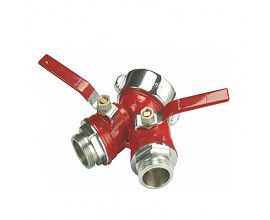 Brass fire hose ball valve Wye 21/2inch X 11/2 inch 2 ways divider with ball valve
