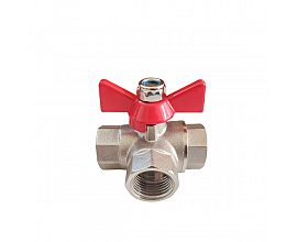 3-Way (L-Port) Forged Brass Ball Valve Butterfly Handle Full Port 400WOG