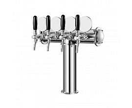 Factory 4 way cooper color 4 beer tap with LED Light T shape beer tower
