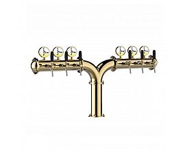 Shutai Y shape beer dispenser beer tower with 6 tap spigot LED medallion
